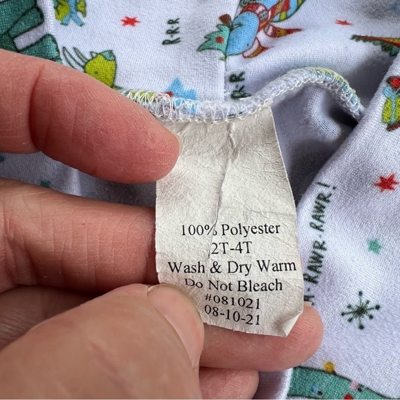 Bumblito Leggings - Christmas Dino Print & Solid Green - Set of 2 - Size 2T-4T - Picture 4 of 5